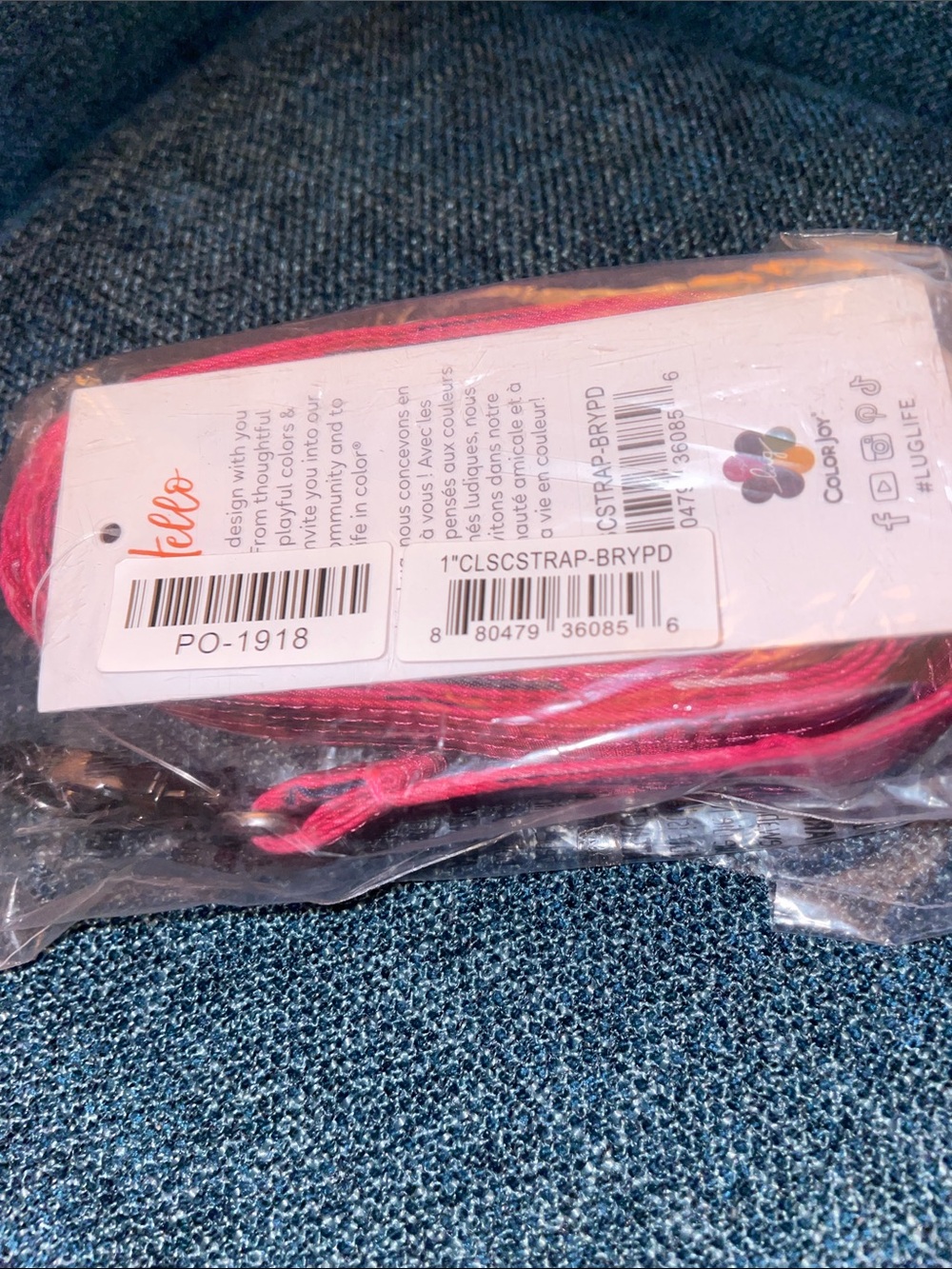 NWT- Lug 1” Classic strap Berry Plaid
